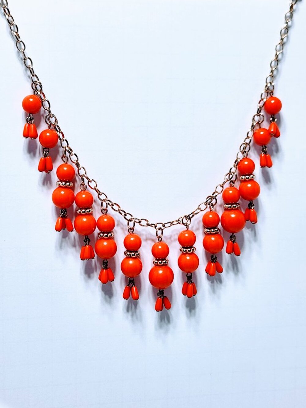 Vibrant Orange Beaded Jewelry Set - Picture 4 of 8